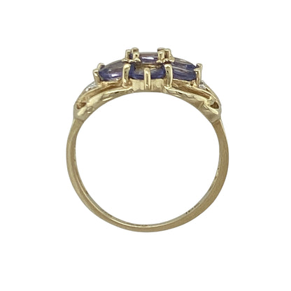 9ct Gold Diamond & Tanzanite Cluster Ring