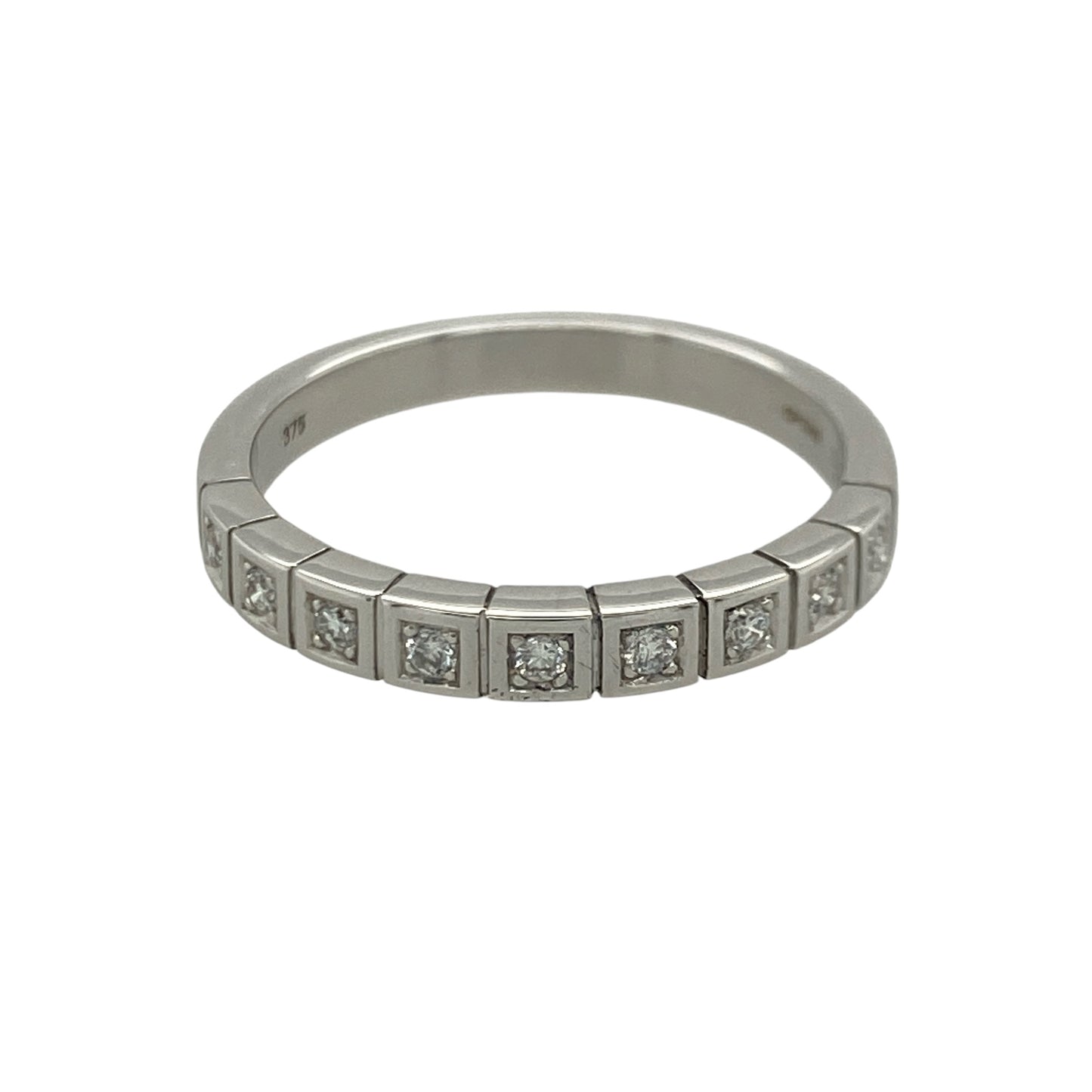 9ct White Gold & Diamond Band Ring