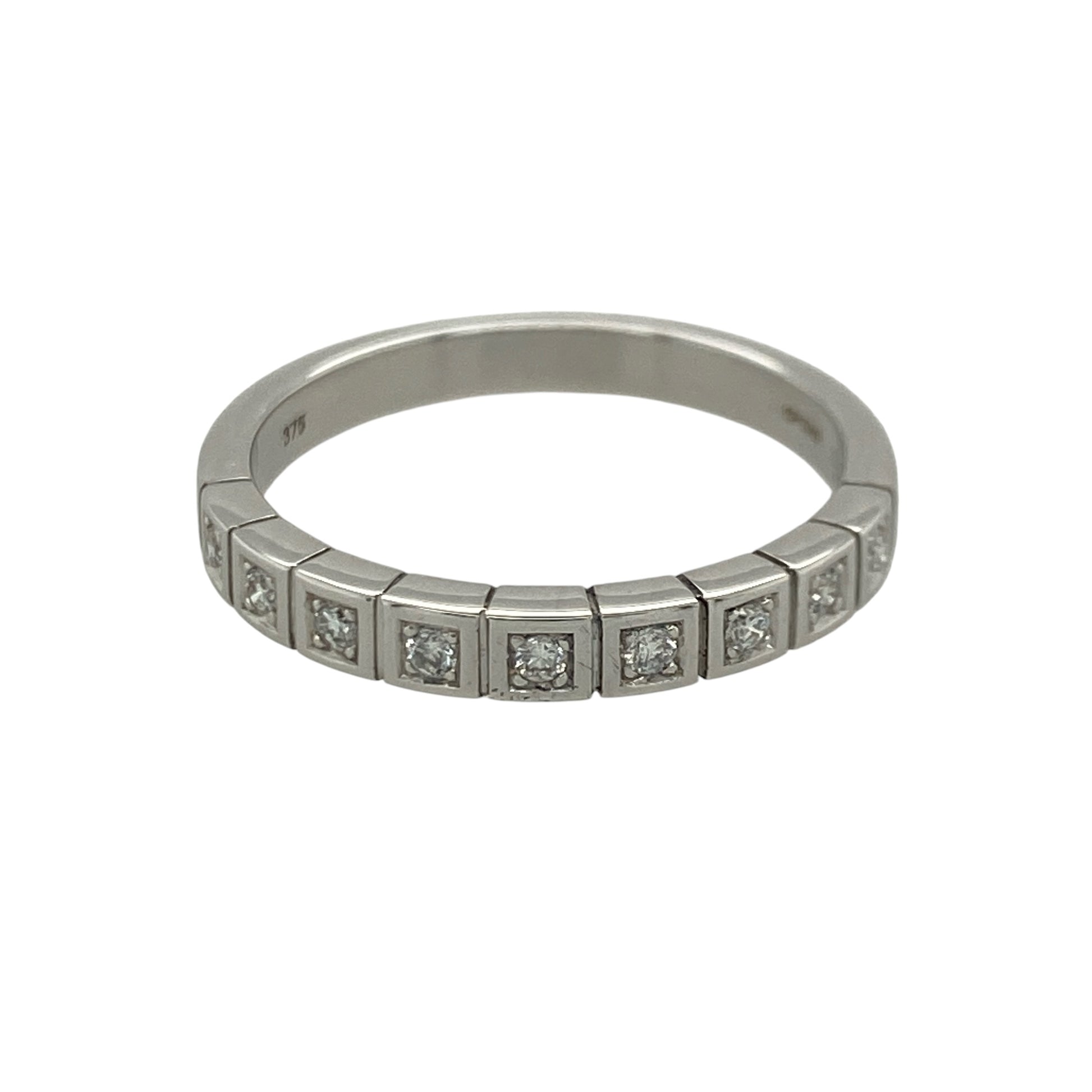 9ct White Gold & Diamond Band Ring