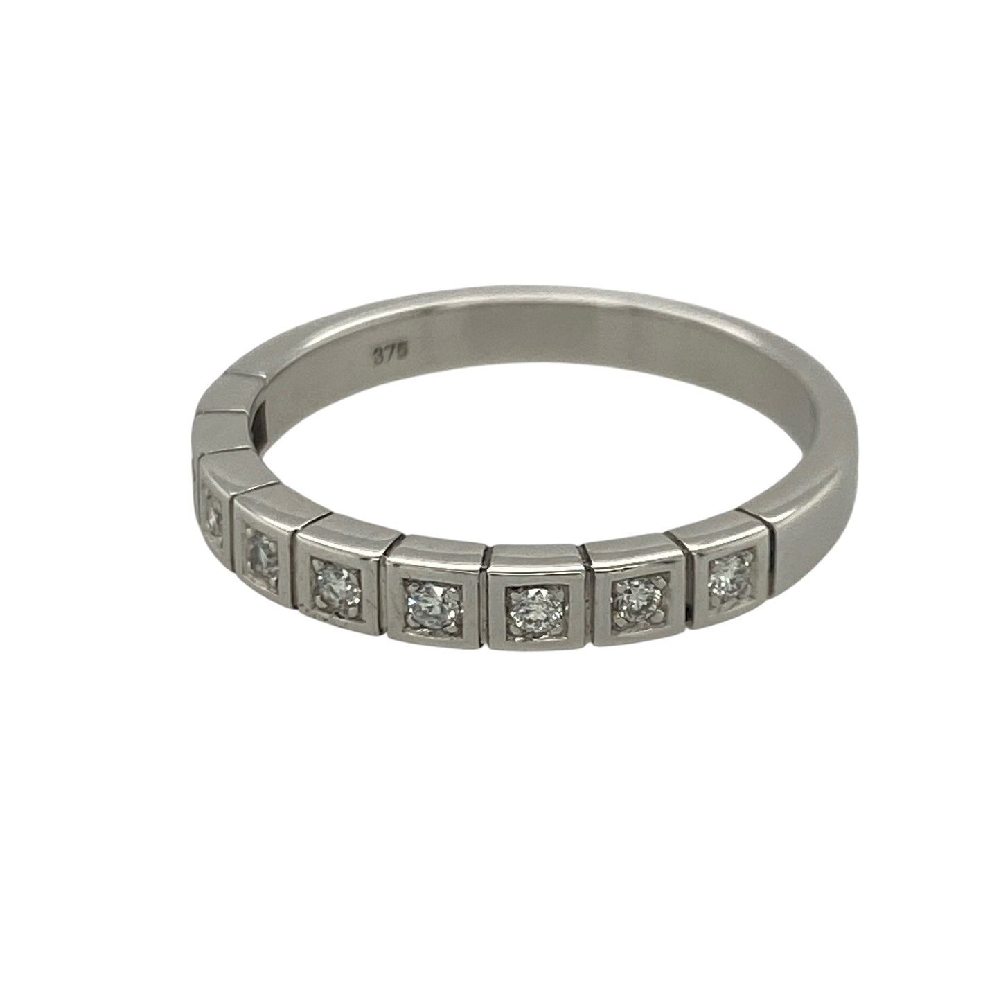 Add timeless sparkle and elegant simplicity to your jewellery collection with this pre-owned 9ct white gold diamond band ring, featuring a classic design with refined everyday appeal—perfect for anniversaries, special occasions, stacking, or sophisticated daily wear.

Design: The ring features a sleek diamond-set band measuring approximately 3mm wide, creating a beautiful display of brilliance across the finger.