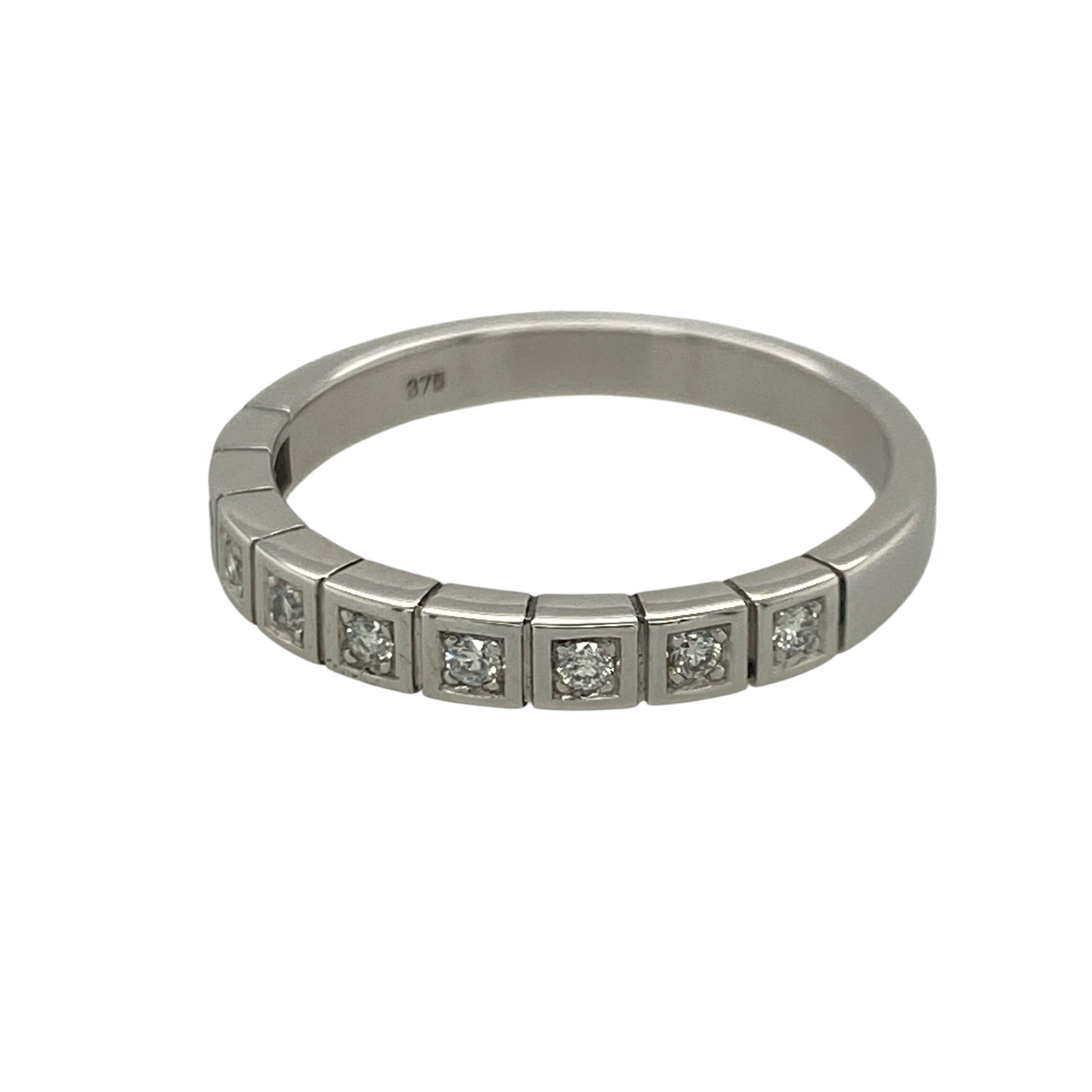 Add timeless sparkle and elegant simplicity to your jewellery collection with this pre-owned 9ct white gold diamond band ring, featuring a classic design with refined everyday appeal—perfect for anniversaries, special occasions, stacking, or sophisticated daily wear.

Design: The ring features a sleek diamond-set band measuring approximately 3mm wide, creating a beautiful display of brilliance across the finger.