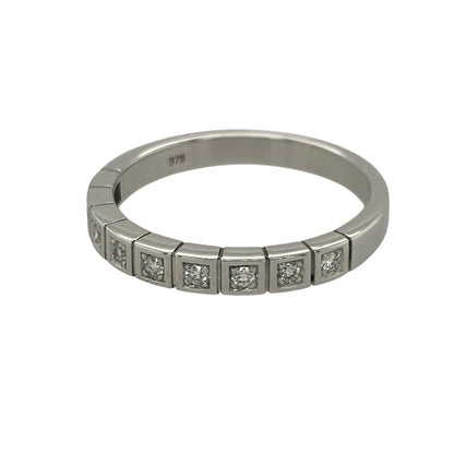 Add timeless sparkle and elegant simplicity to your jewellery collection with this pre-owned 9ct white gold diamond band ring, featuring a classic design with refined everyday appeal—perfect for anniversaries, special occasions, stacking, or sophisticated daily wear.

Design: The ring features a sleek diamond-set band measuring approximately 3mm wide, creating a beautiful display of brilliance across the finger.