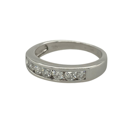 Add exceptional sparkle and timeless elegance to your jewellery collection with this pre-owned 9ct white gold diamond band ring, featuring a classic design with luxurious everyday appeal—perfect for anniversaries, special occasions, stacking, or sophisticated daily wear.

Design: The ring features a beautifully diamond-set band measuring approximately 4mm wide at the front, creating a striking display of brilliance across the finger.