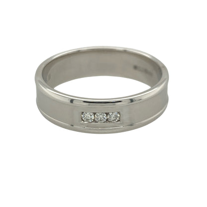 9ct White Gold & Diamond Band Ring