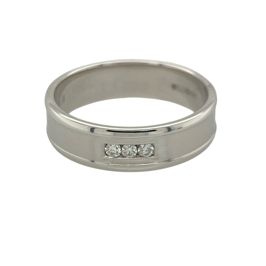 9ct White Gold & Diamond Band Ring