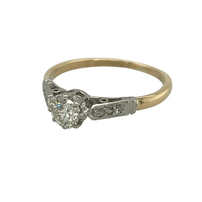 Add timeless elegance and exceptional sparkle to your jewellery collection with this pre-owned 18ct yellow and white gold diamond solitaire ring, featuring a classic design with luxurious detailing and enduring appeal—perfect for engagements, special occasions, or treasured everyday wear.

Design: The ring showcases a sparkling brilliant cut centre diamond weighing approximately 0.25ct, creating a beautiful focal point with classic solitaire styling.