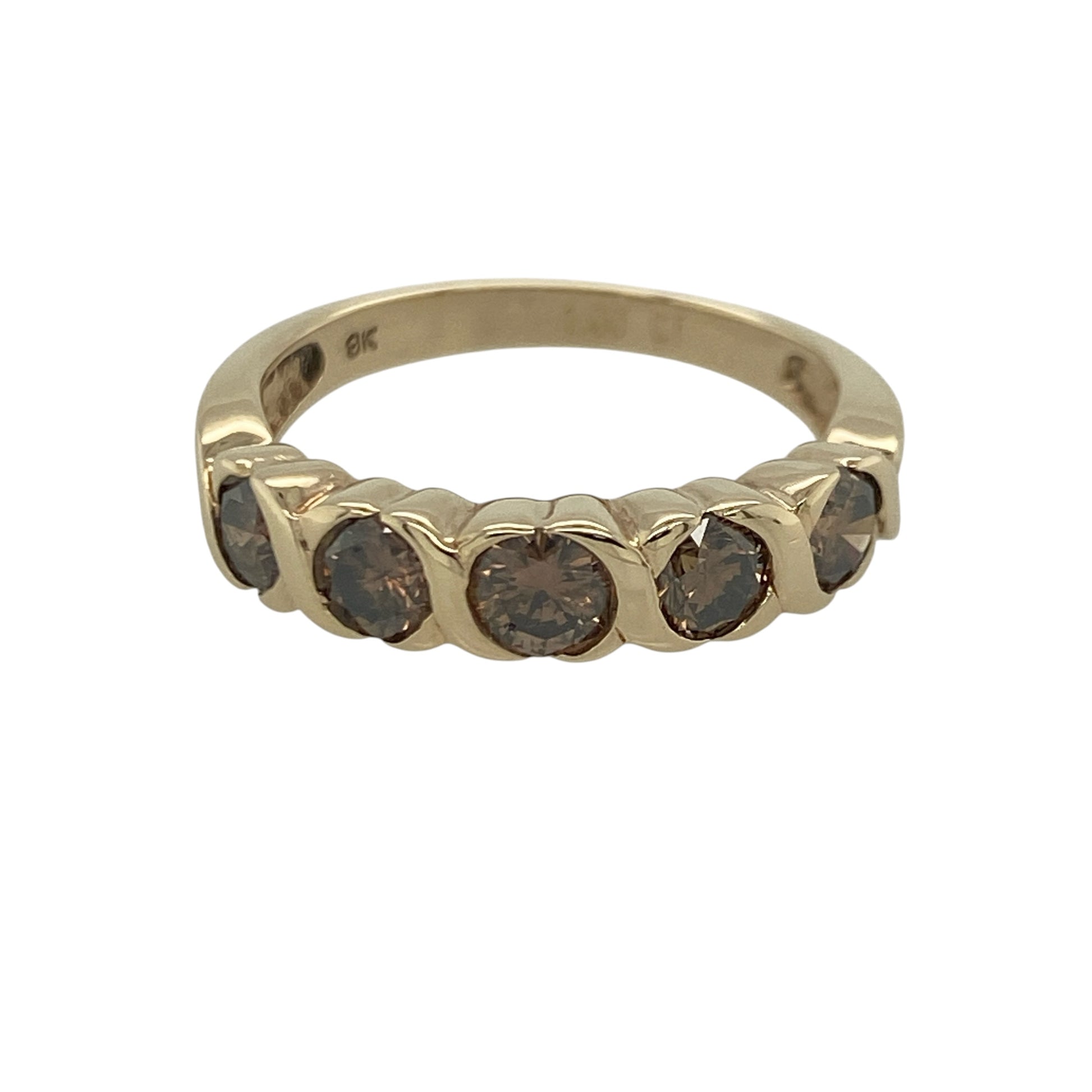 9ct Gold & Chocolate Diamond Five Stone Band Ring