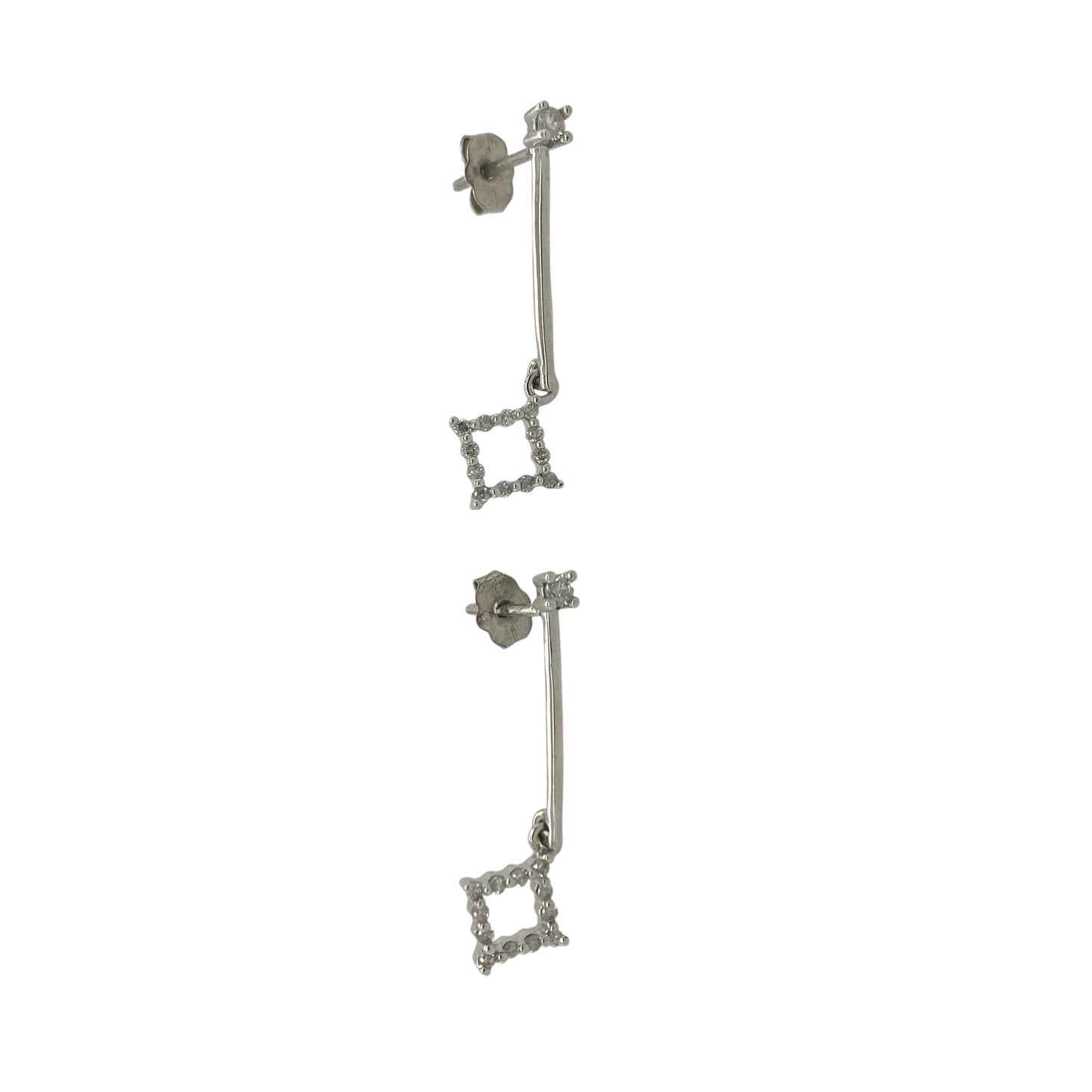 9ct White Gold & Diamond Drop Earrings