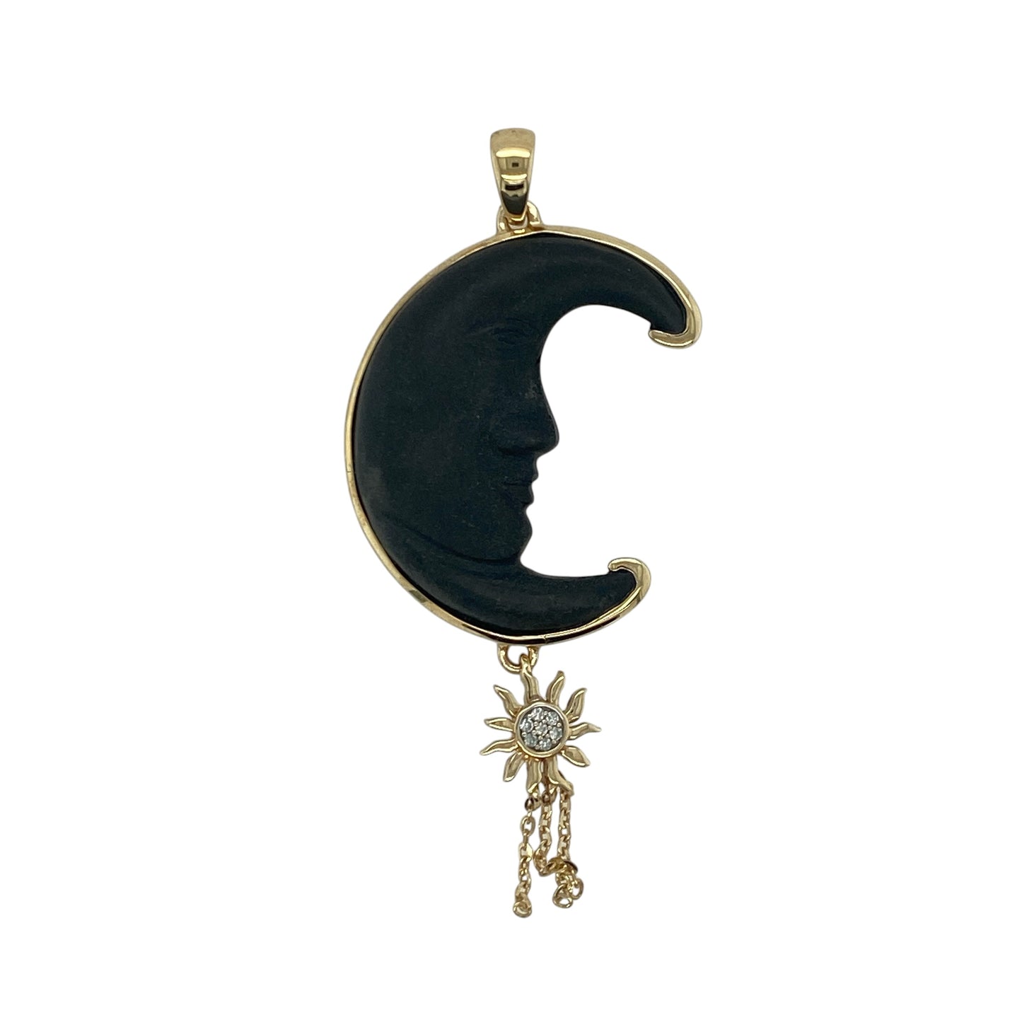 9ct Gold & Diamond Crescent Moon Pendant