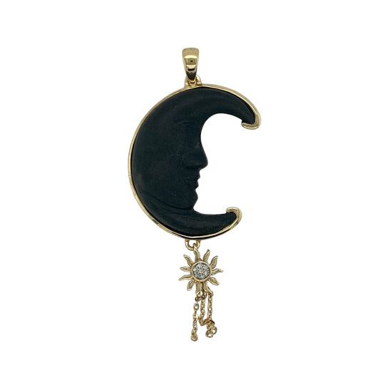 9ct Gold & Diamond Crescent Moon Pendant