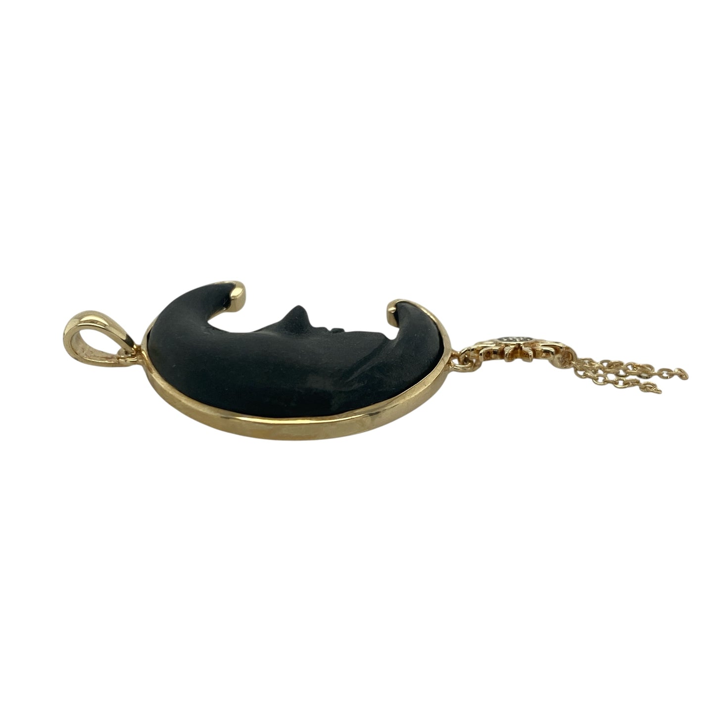9ct Gold & Diamond Crescent Moon Pendant