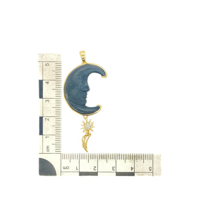 9ct Gold & Diamond Crescent Moon Pendant
