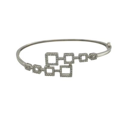 18ct White Gold & Diamond Square Patterned Bangle