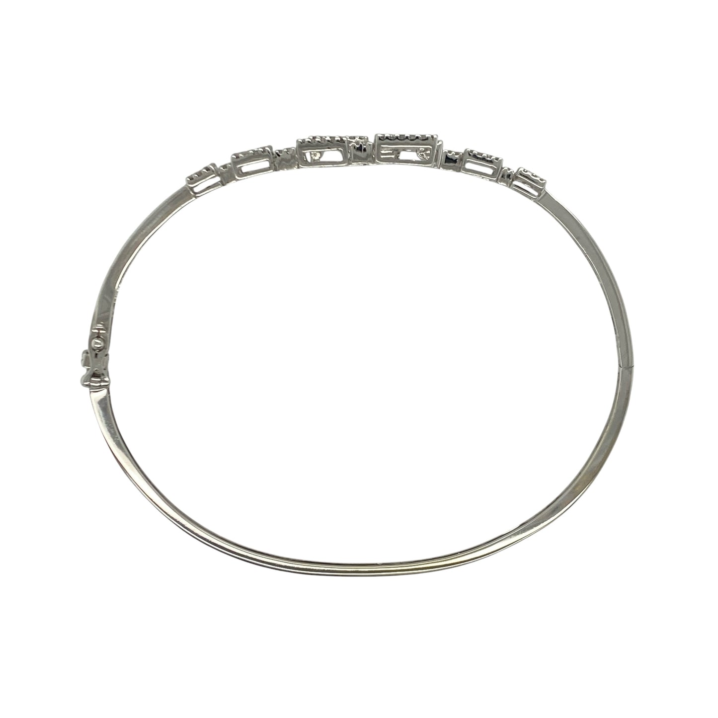 18ct White Gold & Diamond Square Patterned Bangle