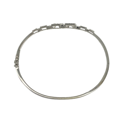 18ct White Gold & Diamond Square Patterned Bangle
