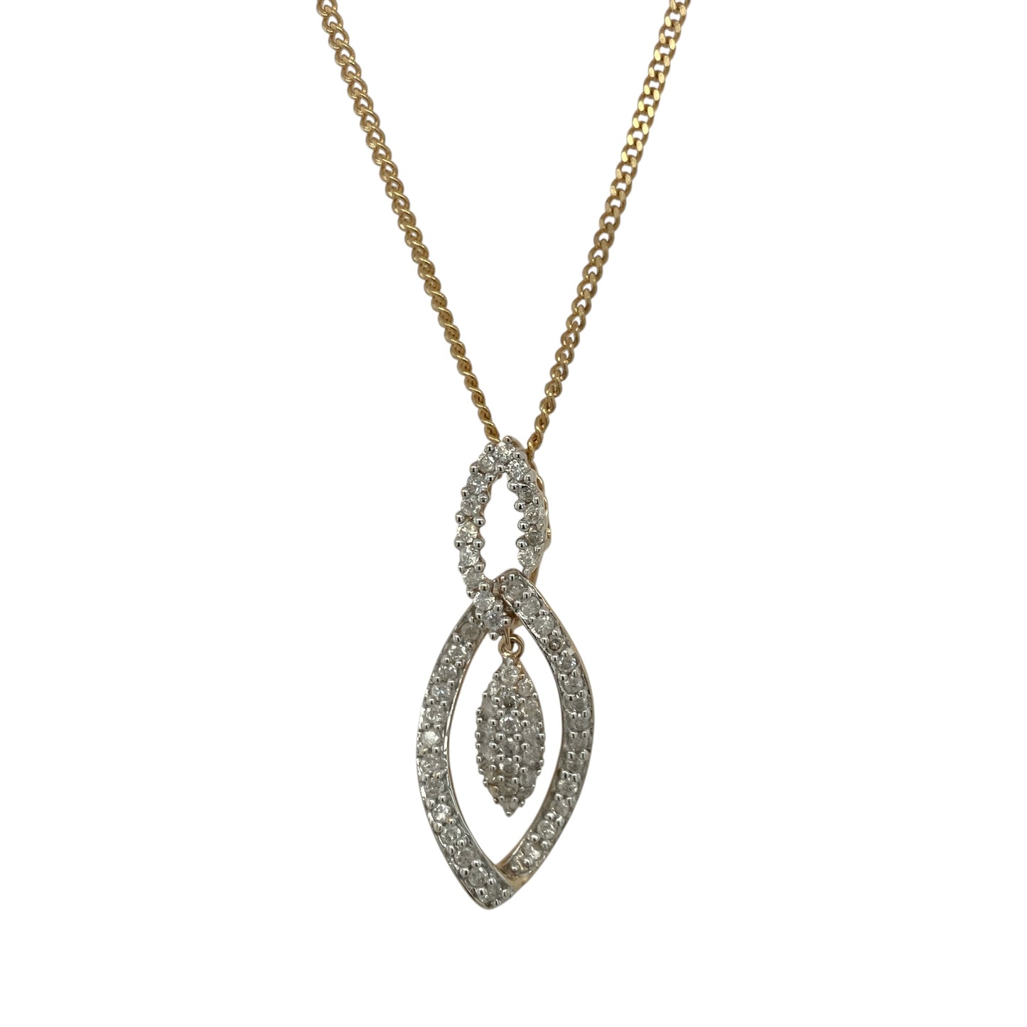 9ct Gold & Diamond Double Loop Cluster 20" Necklace