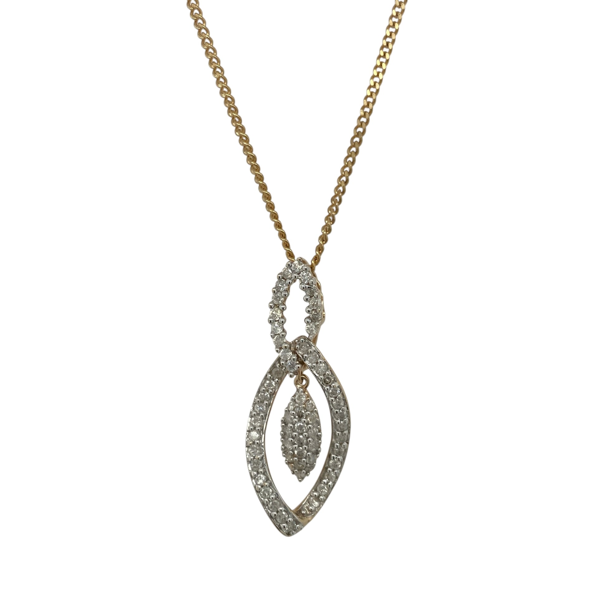 9ct Gold & Diamond Double Loop Cluster 20" Necklace