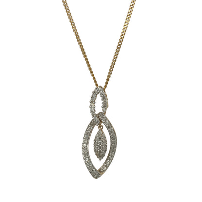 9ct Gold & Diamond Double Loop Cluster 20" Necklace
