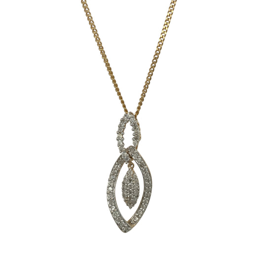 9ct Gold & Diamond Double Loop Cluster 20" Necklace