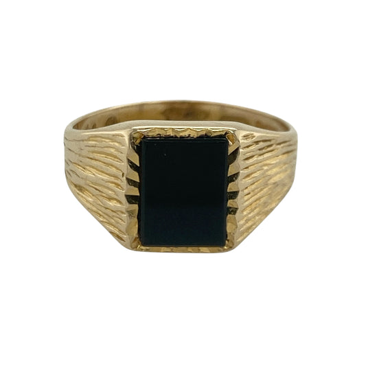 9ct Gold & Onyx Rectangle Signet Ring