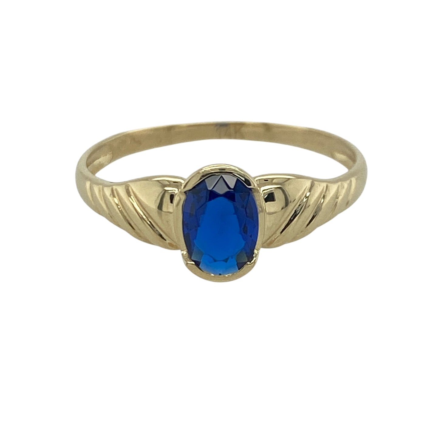 14ct Gold & Blue Stone Solitaire Ring