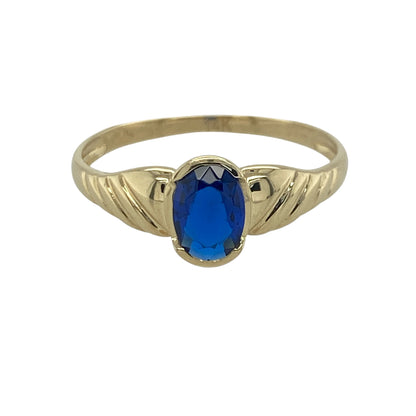 14ct Gold & Blue Stone Solitaire Ring