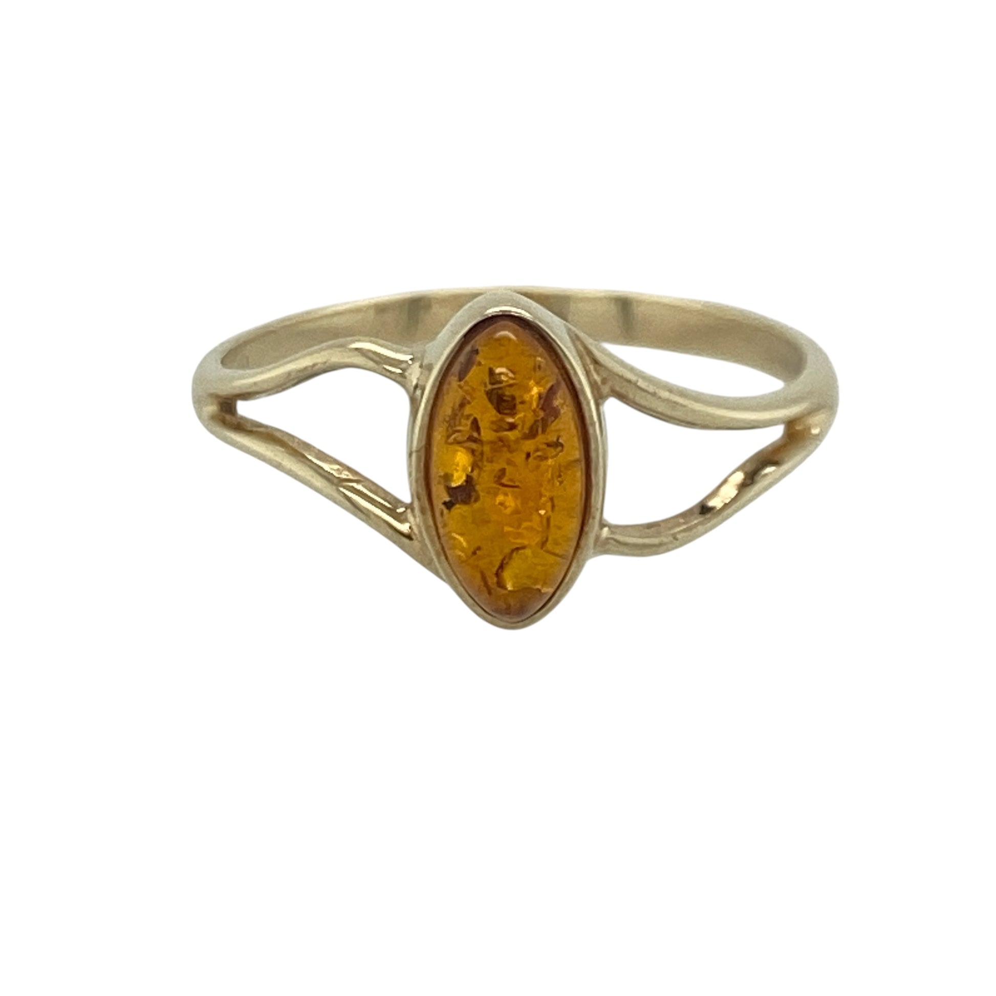 9ct Gold & Amber Solitaire Ring