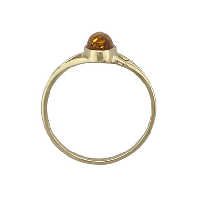 9ct Gold & Amber Solitaire Ring