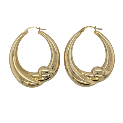 9ct Gold Twist Oval Chunky Creole Earrings