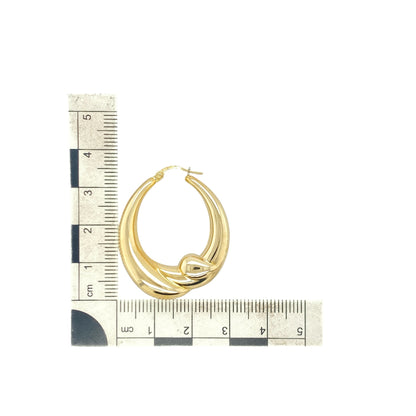 9ct Gold Twist Oval Chunky Creole Earrings