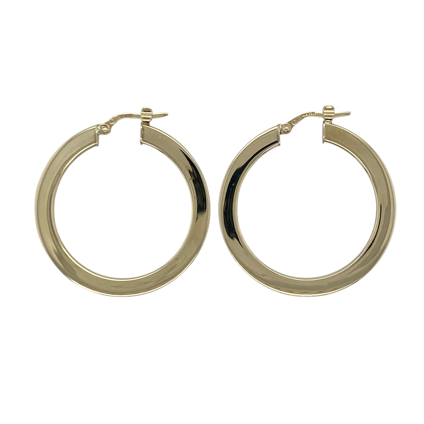 9ct Gold Plain Flat Hoop Creole Earrings