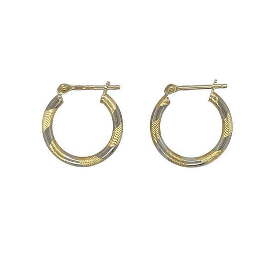 9ct Gold Striped Hoop Creole Earrings