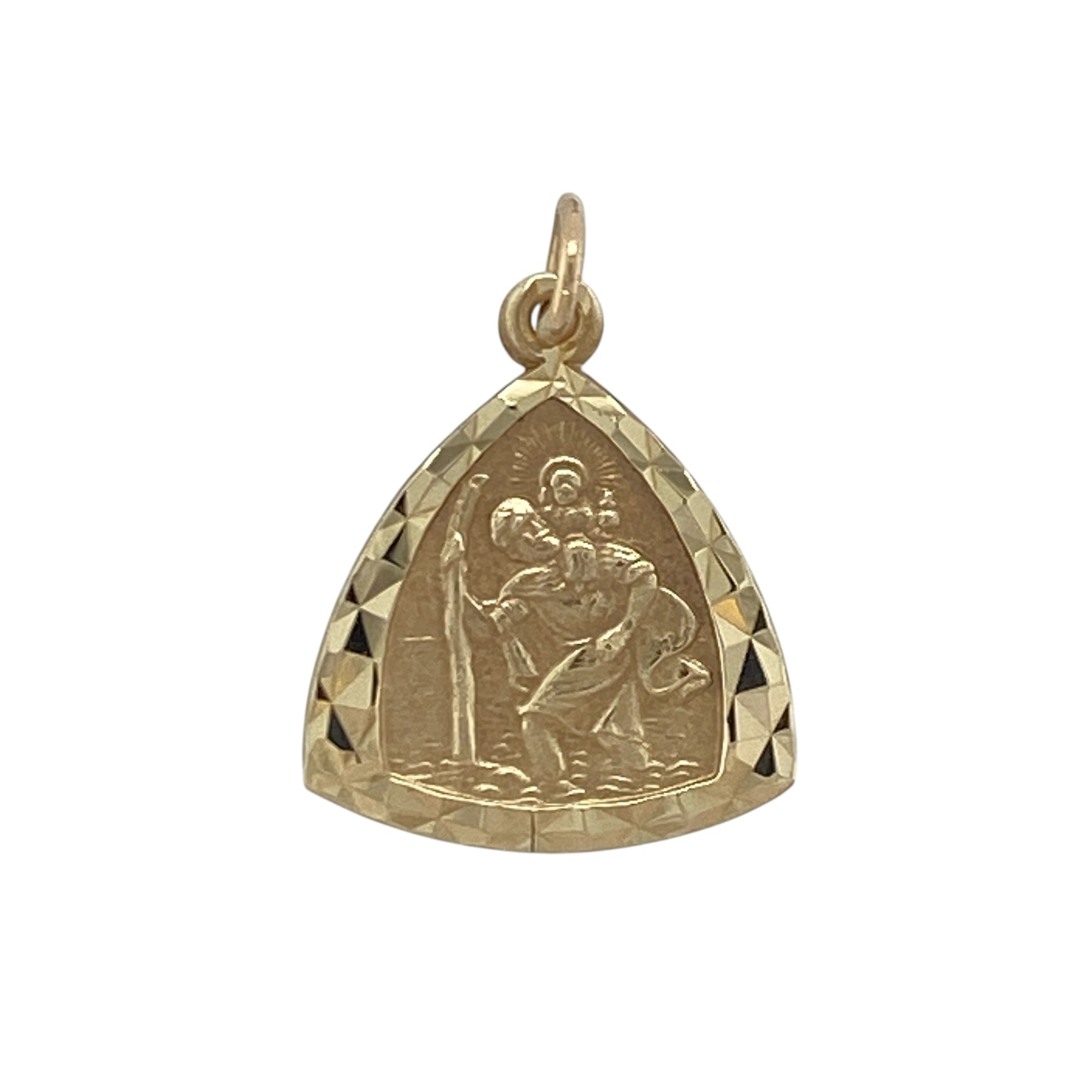9ct Gold Triangle St Christopher Pendant