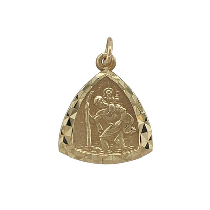 9ct Gold Triangle St Christopher Pendant