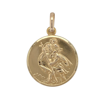 9ct Gold Round St Christopher Pendant