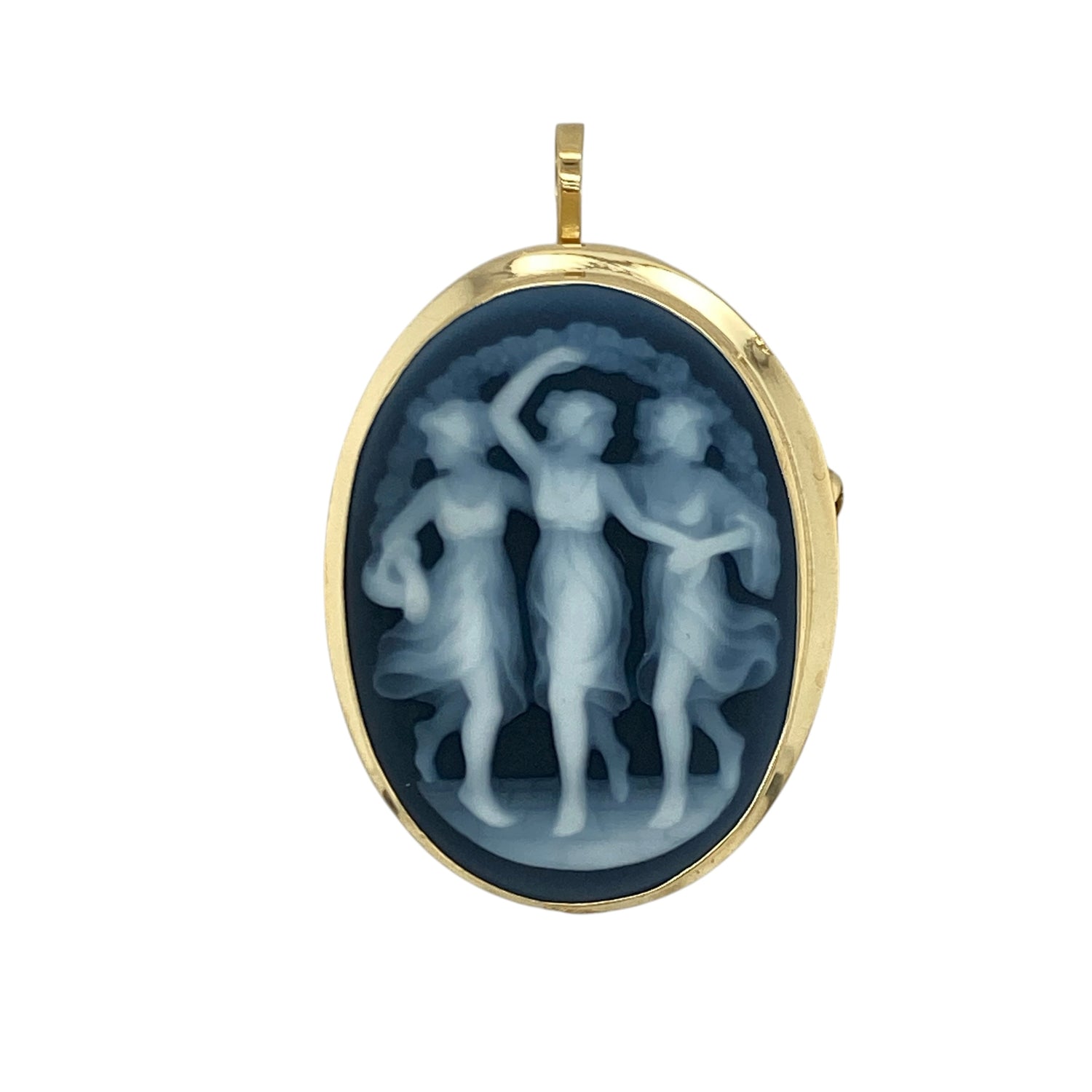 18ct Gold & Cameo Three Graces Oval Brooch/Pendant