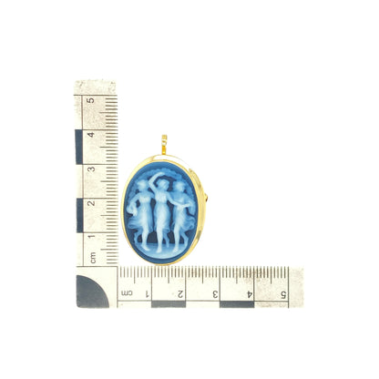 18ct Gold & Cameo Three Graces Oval Brooch/Pendant