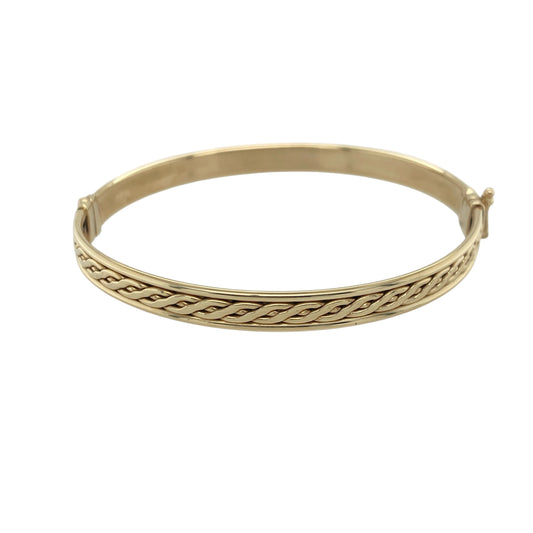 9ct Gold Celtic Knot Hinged Bangle