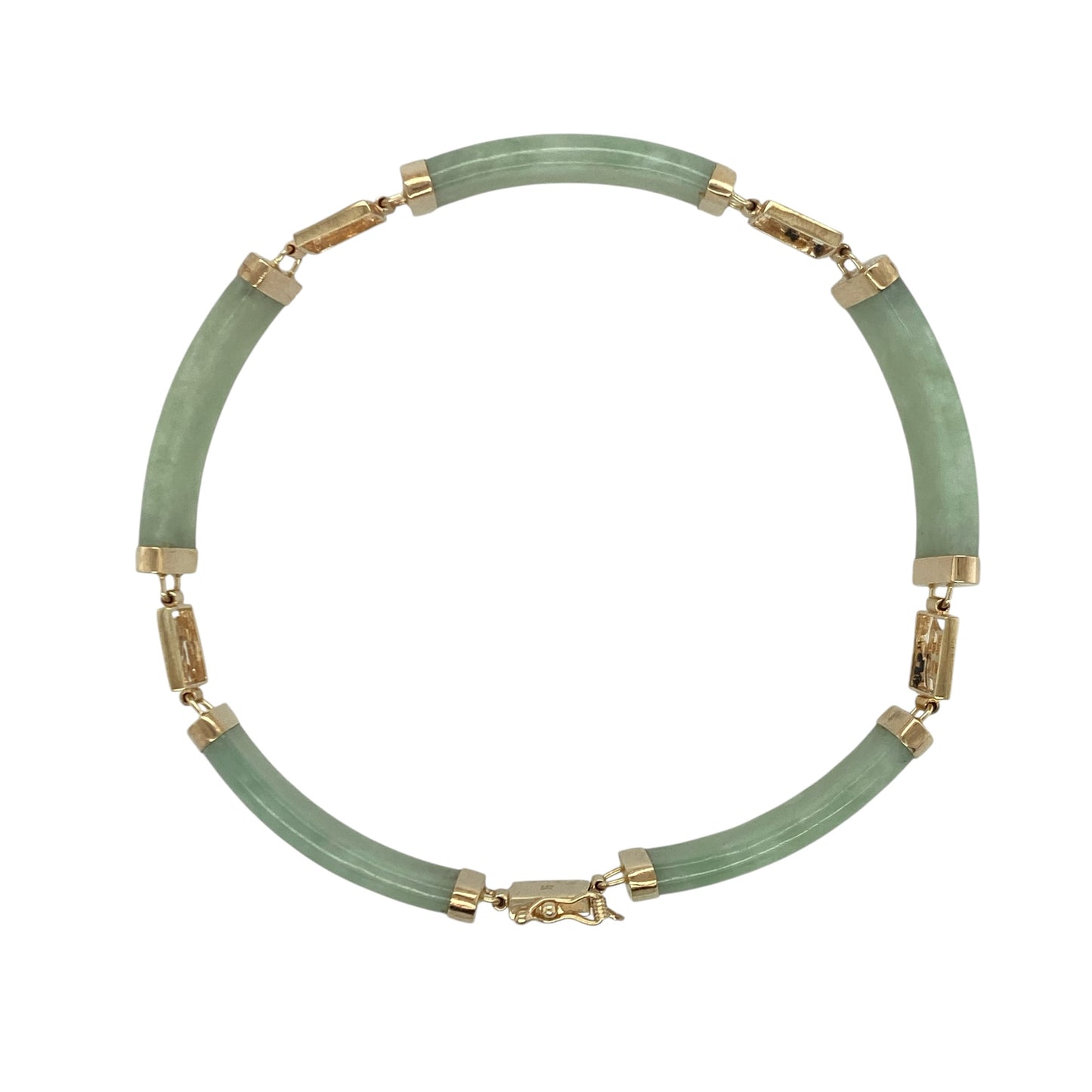 9ct Gold & Jade 7.5" Link Bracelet
