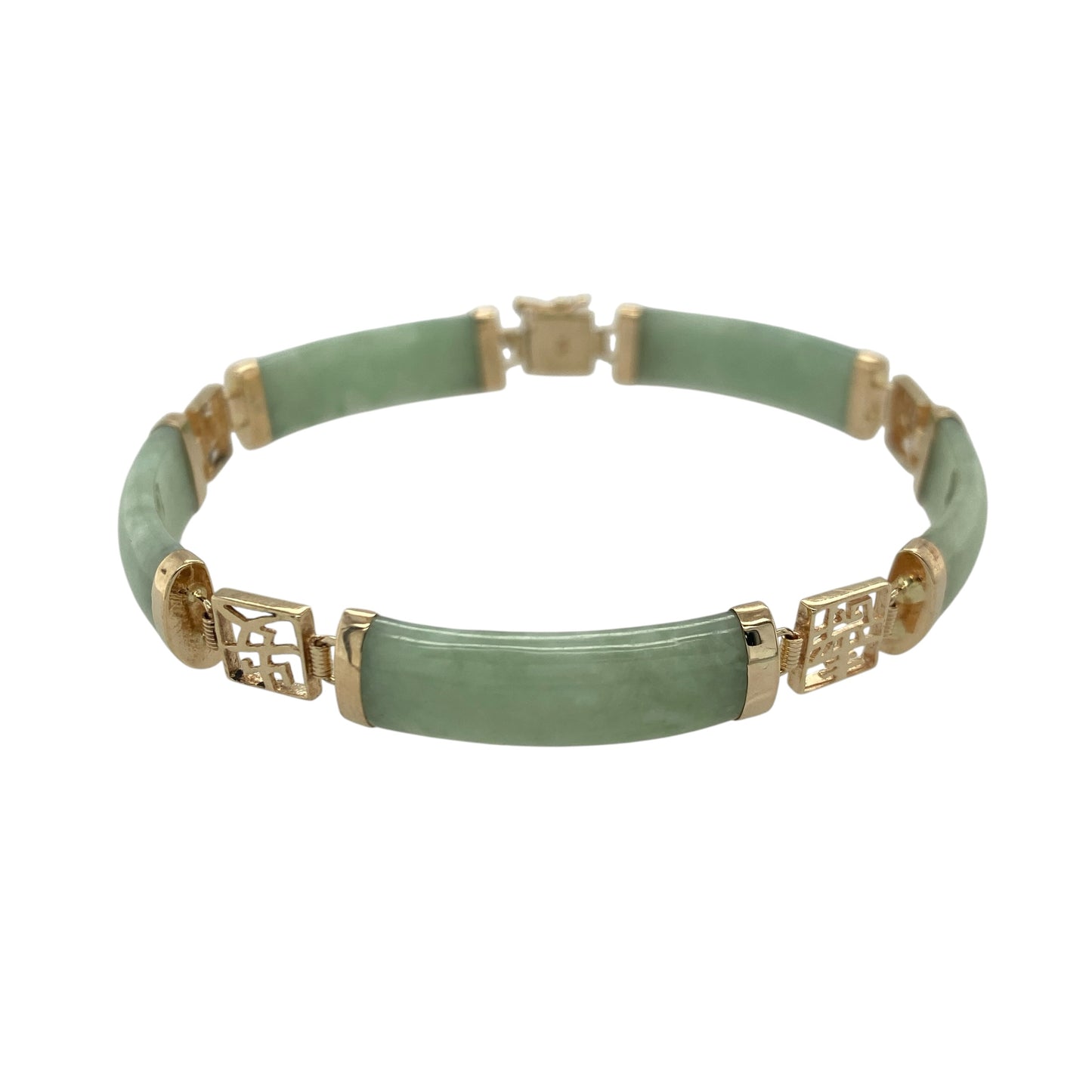 9ct Gold & Jade 7.5" Link Bracelet