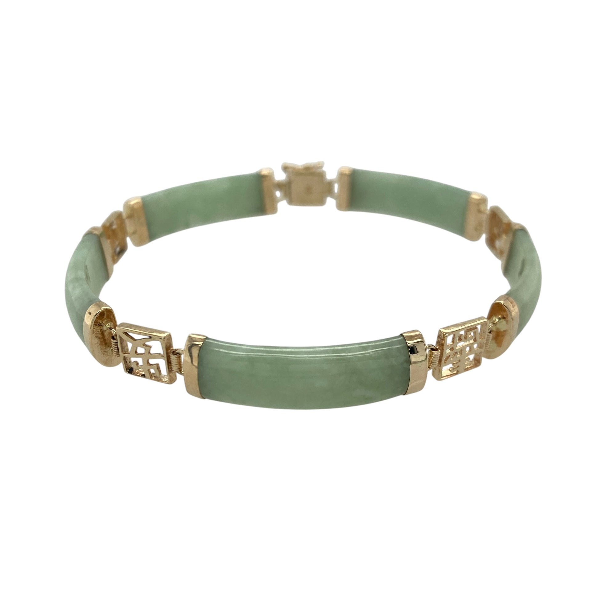 9ct Gold & Jade 7.5" Link Bracelet