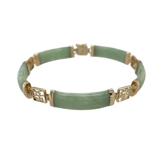 9ct Gold & Jade 7.5" Link Bracelet