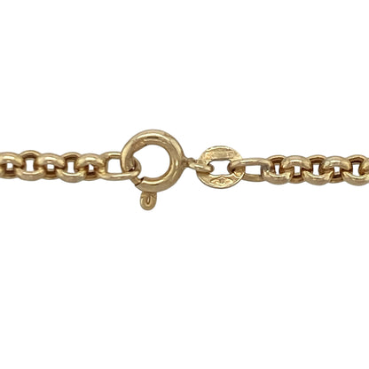 Add timeless style and everyday versatility to your jewellery collection with this pre-owned 9ct yellow gold belcher chain necklace, featuring a classic design with enduring appeal—perfect for wearing alone, layering, or pairing with a favourite pendant.

Design: The chain features traditional belcher links measuring approximately 3mm wide, creating a balanced and attractive appearance. The uniform rounded links offer a timeless look that complements both contemporary and classic jewellery styles.