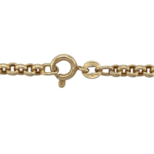 Add timeless style and everyday versatility to your jewellery collection with this pre-owned 9ct yellow gold belcher chain necklace, featuring a classic design with enduring appeal—perfect for wearing alone, layering, or pairing with a favourite pendant.

Design: The chain features traditional belcher links measuring approximately 3mm wide, creating a balanced and attractive appearance. The uniform rounded links offer a timeless look that complements both contemporary and classic jewellery styles.
