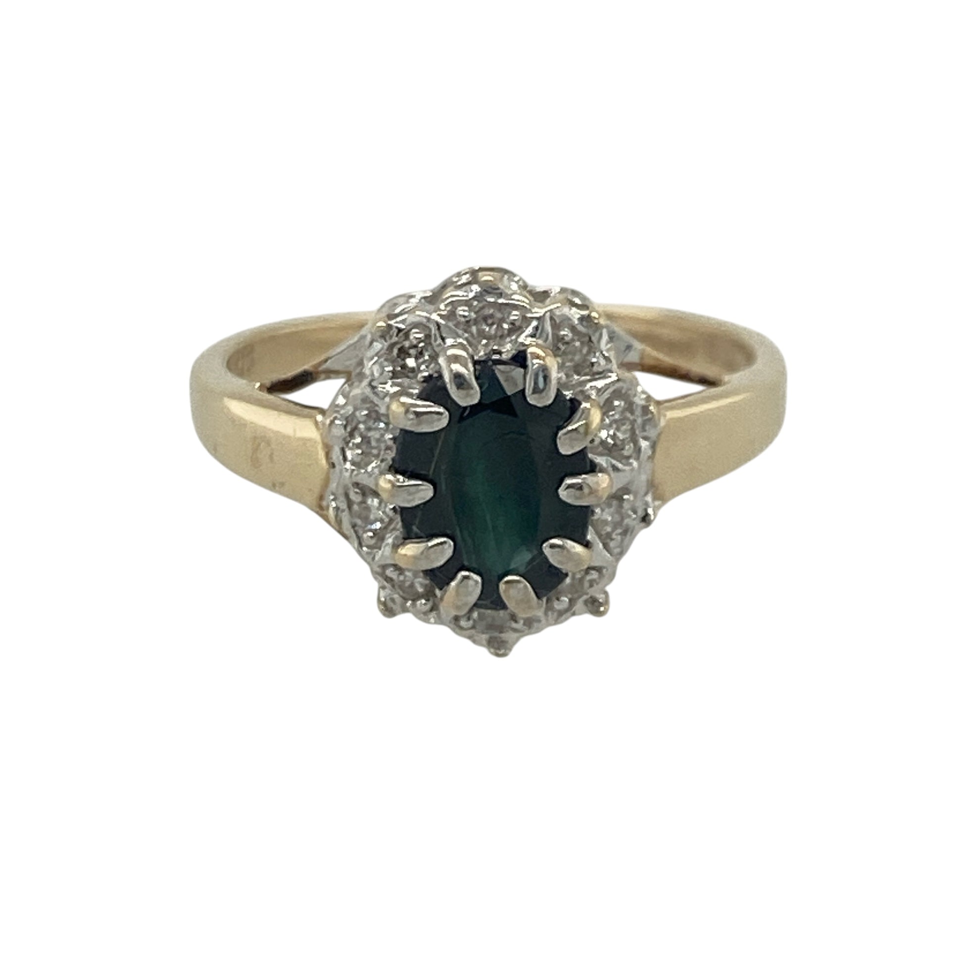 9ct Gold Diamond & Sapphire Cluster Ring