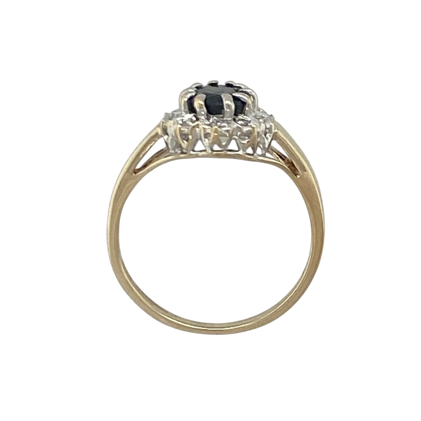 9ct Gold Diamond & Sapphire Cluster Ring