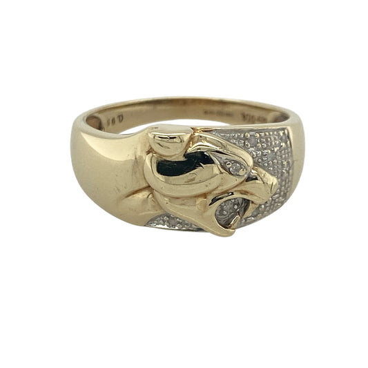 9ct Gold & Diamond Jaguar Band Ring