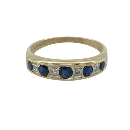 9ct Gold Diamond & Sapphire Band Ring
