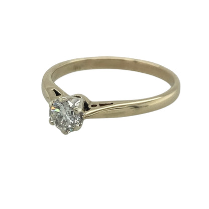 Add timeless elegance and impressive sparkle to your jewellery collection with this pre-owned 9ct yellow gold diamond solitaire ring, featuring a classic design with enduring appeal—perfect for engagements, special occasions, or sophisticated everyday wear.

Design: The ring showcases a sparkling brilliant cut diamond weighing approximately 0.36ct, creating a striking focal point with beautiful fire and brilliance.