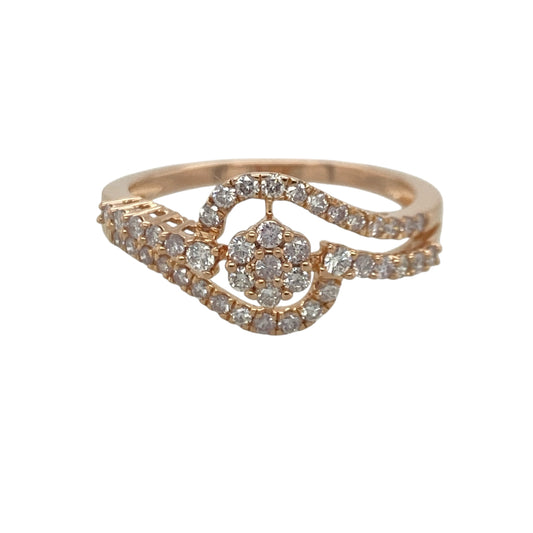 18ct Gold & Diamond Flower Cluster Wrap Over Ring